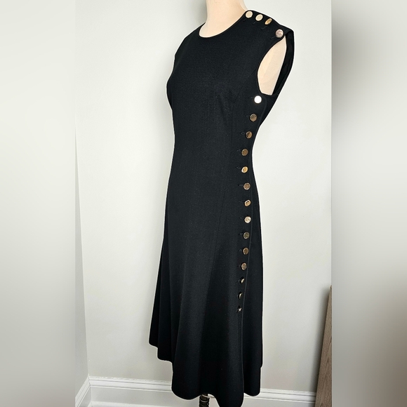 Club Monaco Miguelina Dress Size 4 Black Gold Button - Meghan Markle Style - Picture 5 of 11